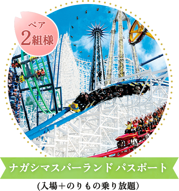 ナガシマスパーランド パスポート　(入場＋のりもの乗り放題）　ペア2組様